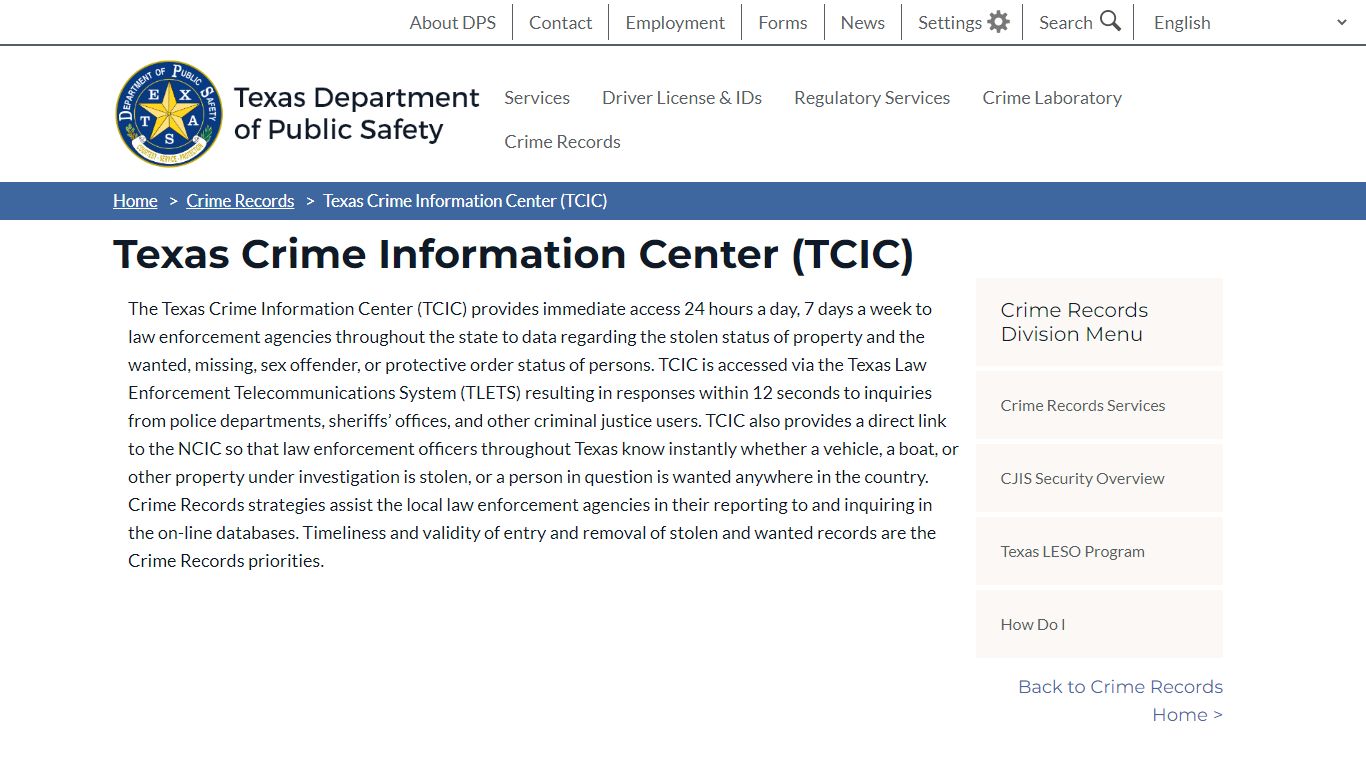 Texas Crime Information Center (TCIC)